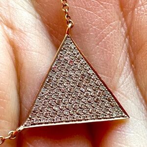 14K Rose gold and pave diamond necklace.